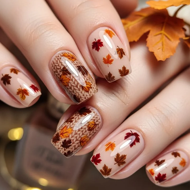Autumn Themed Artistic Nail Art Extensions Stornfield