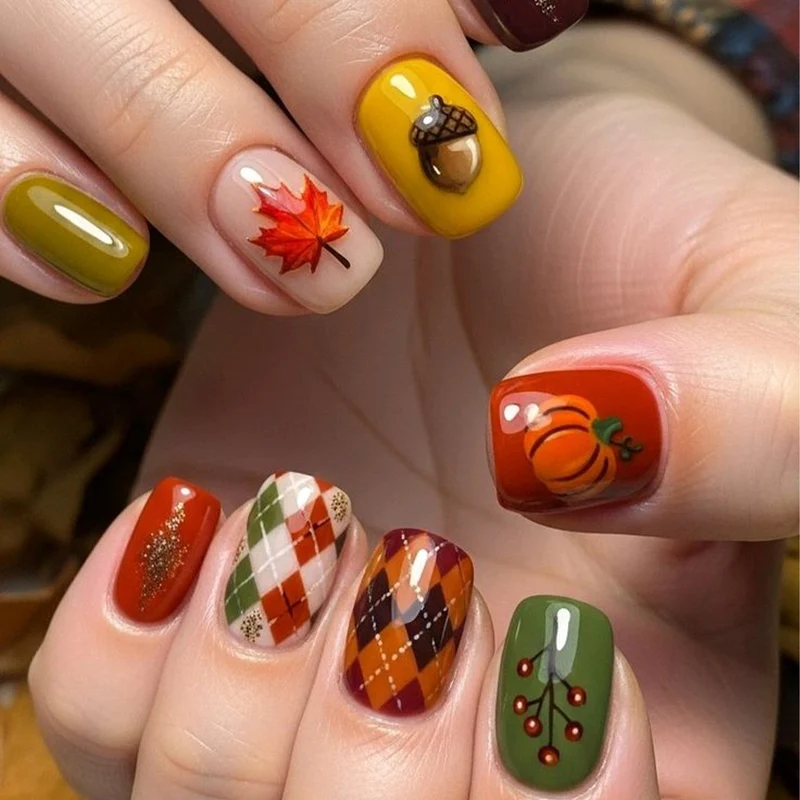 Autumn-Themed 3D Nail Art Set Stornfield