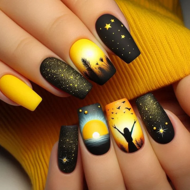 Artistic Sunset Nail Art Extensions Stornfield