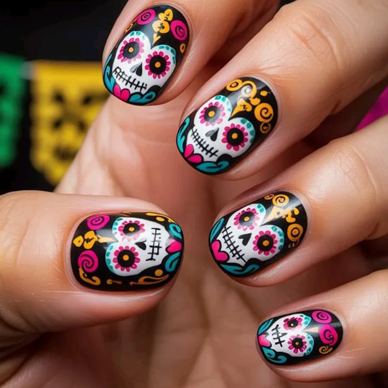Artistic Sugar Skull Nail Art Extensions Stornfield