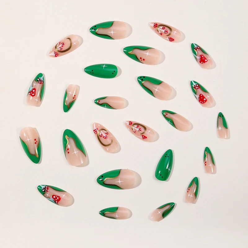 Artistic Stiletto Nail Art Extensions with Floral Accents Stornfield