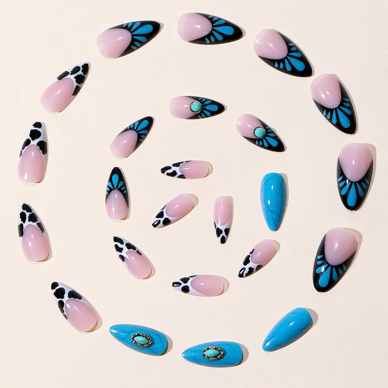 Artistic Stiletto Nail Art Extensions with 3D Accents Stornfield