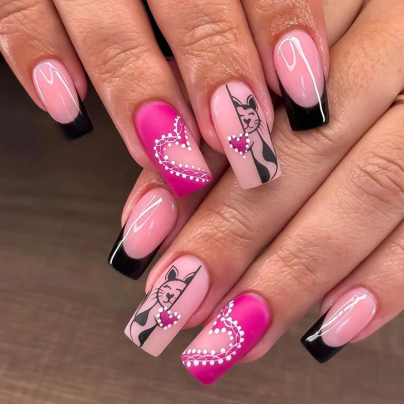 Artistic Cat-Themed Nail Art Set Stornfield