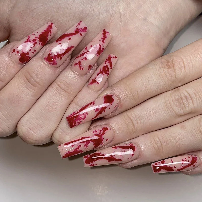 Artistic Blood Splatter Nail Art Extensions Stornfield