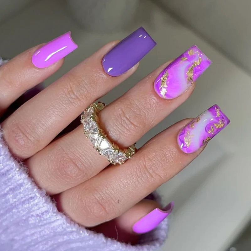 Artistic 3D Marble Acrylic Nail Extensions Stornfield