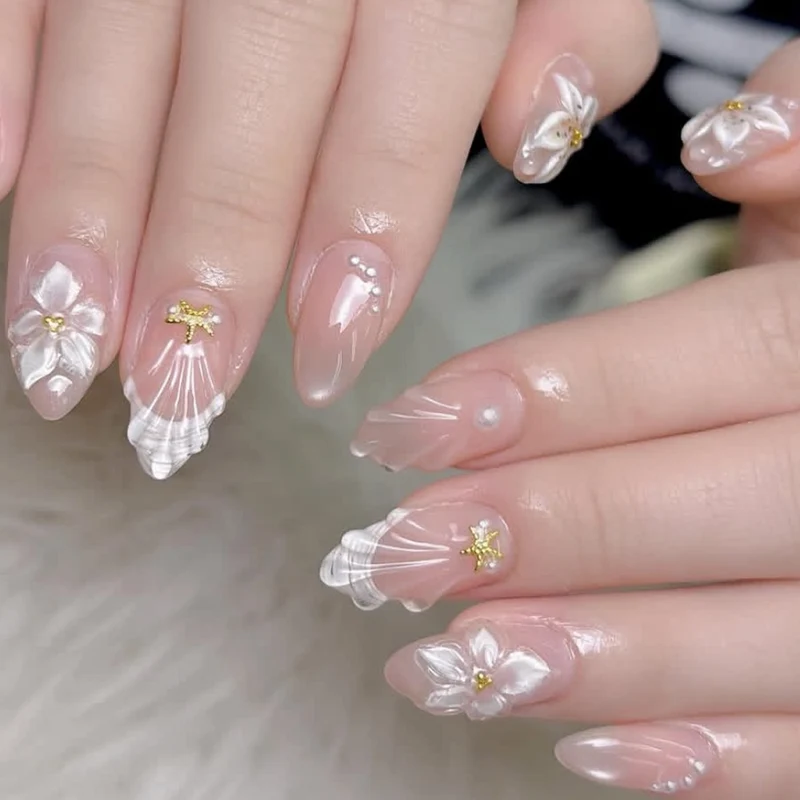 Artistic 3D Floral Nail Art Extensions Stornfield