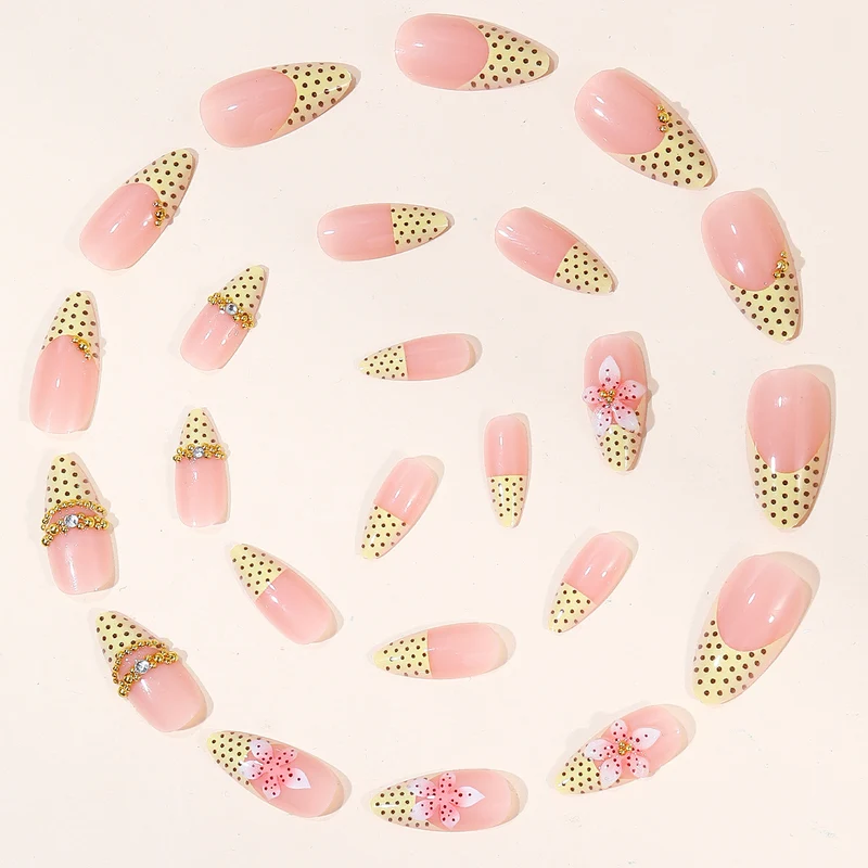 Artistic 3D Floral Accent Stiletto Nail Art Extensions Stornfield