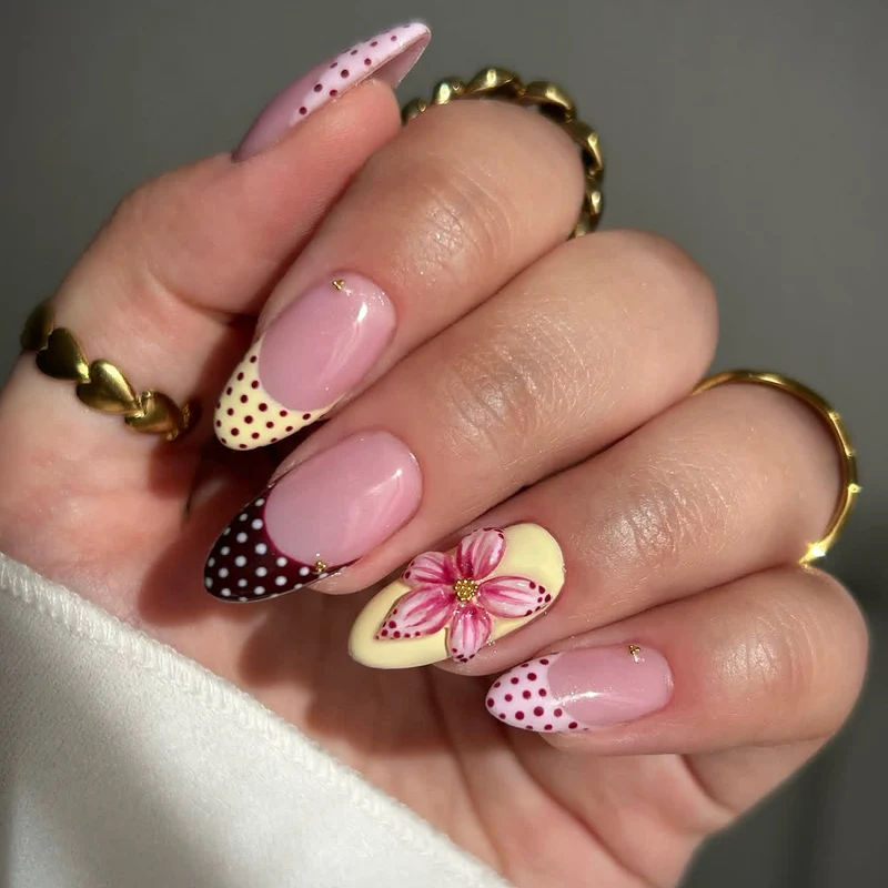 Artistic 3D Floral Accent Nail Art Extensions Stornfield