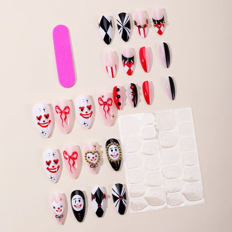 Artistic 3D Clown-Themed Nail Art Extensions Stornfield