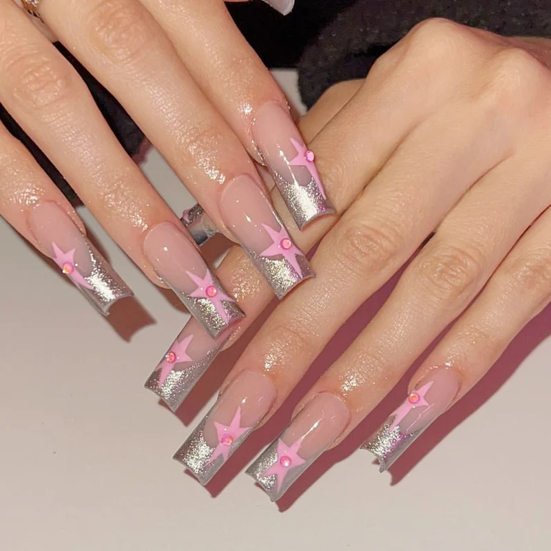 3D Star Accented Nail Art Extensions Stornfield