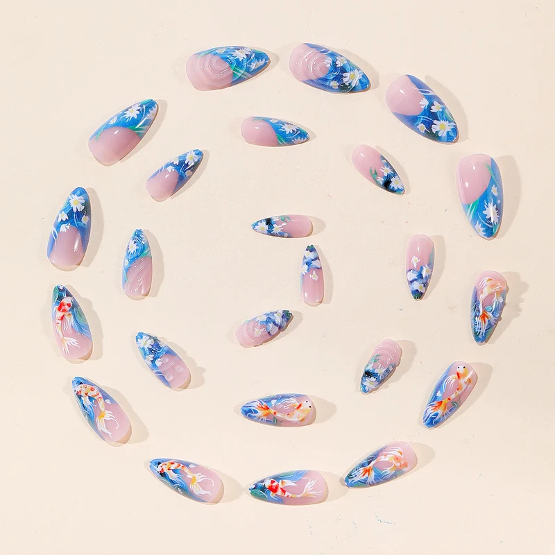 3D Koi Fish Art Stiletto Nail Extensions Stornfield