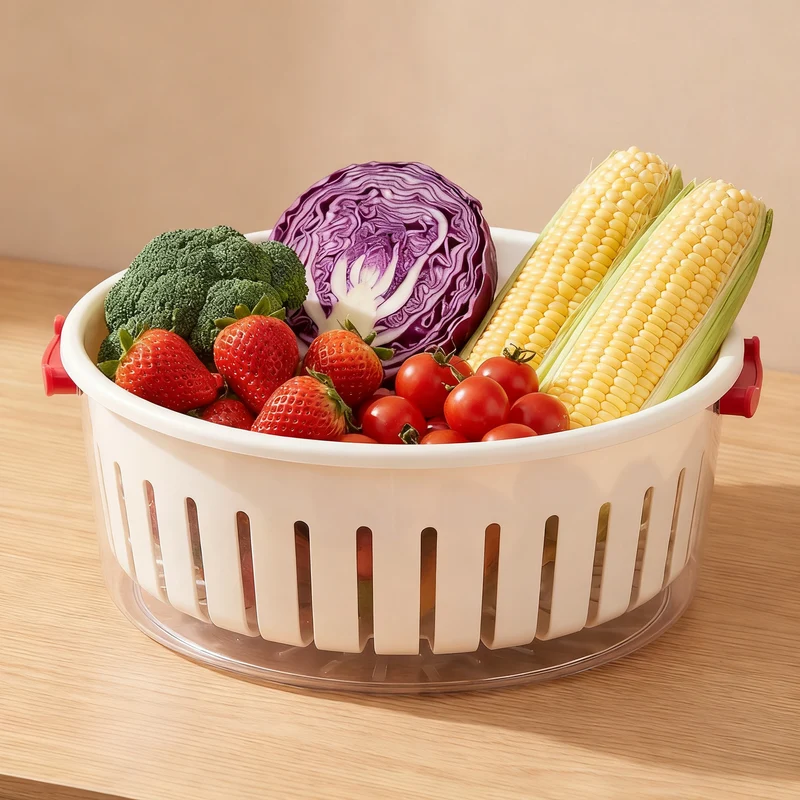 Vegetable washing sieve, two-piece, removable
