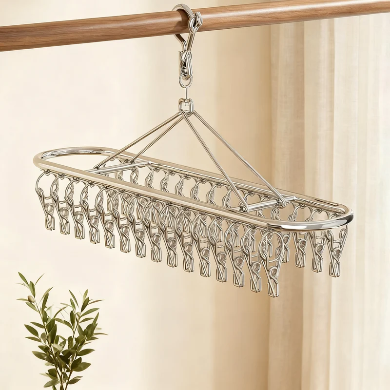 Stainless steel drying rack with 10, 20 or 30 clips