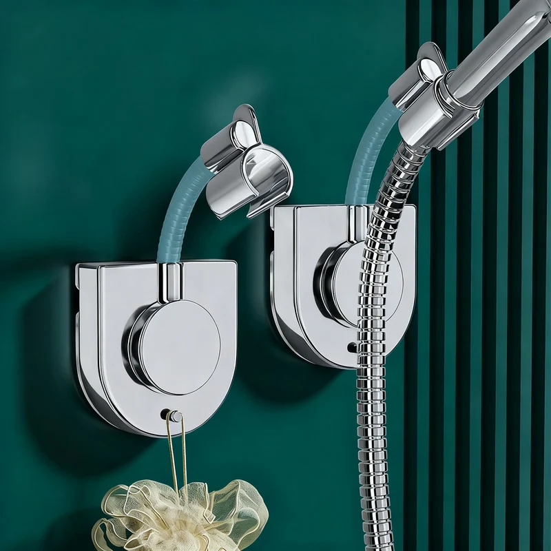 Shower head holder, free angle adjustment, no drilling