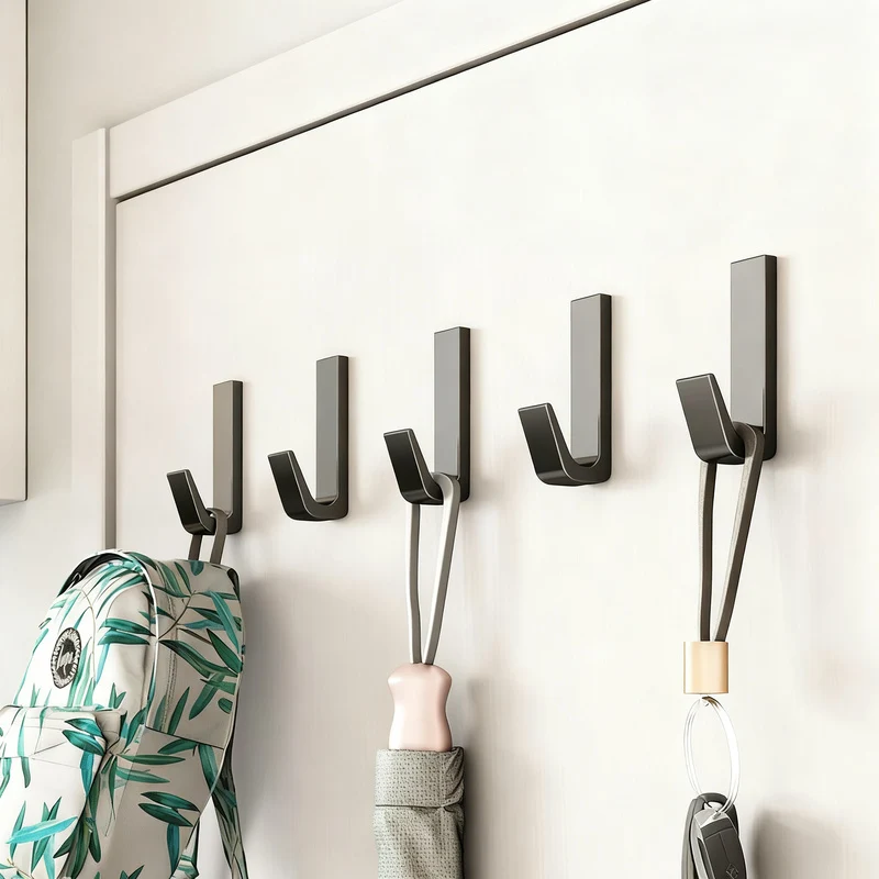 Aluminum wall hooks with adhesive surface