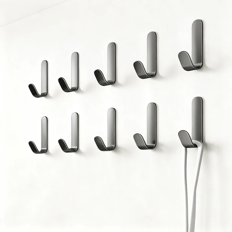 Aluminum wall hooks with adhesive surface