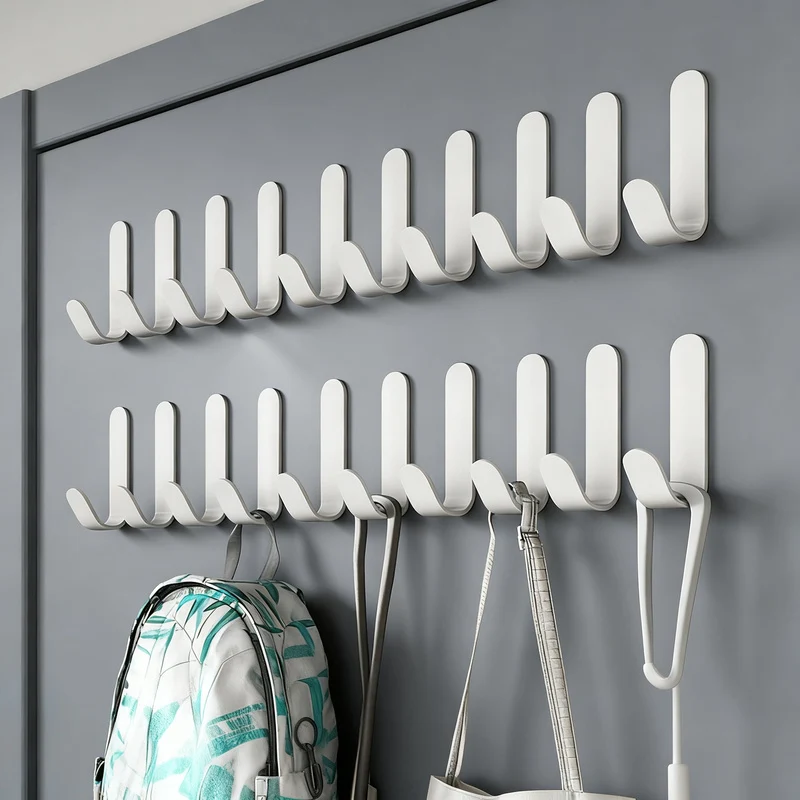 Aluminum wall hooks with adhesive surface