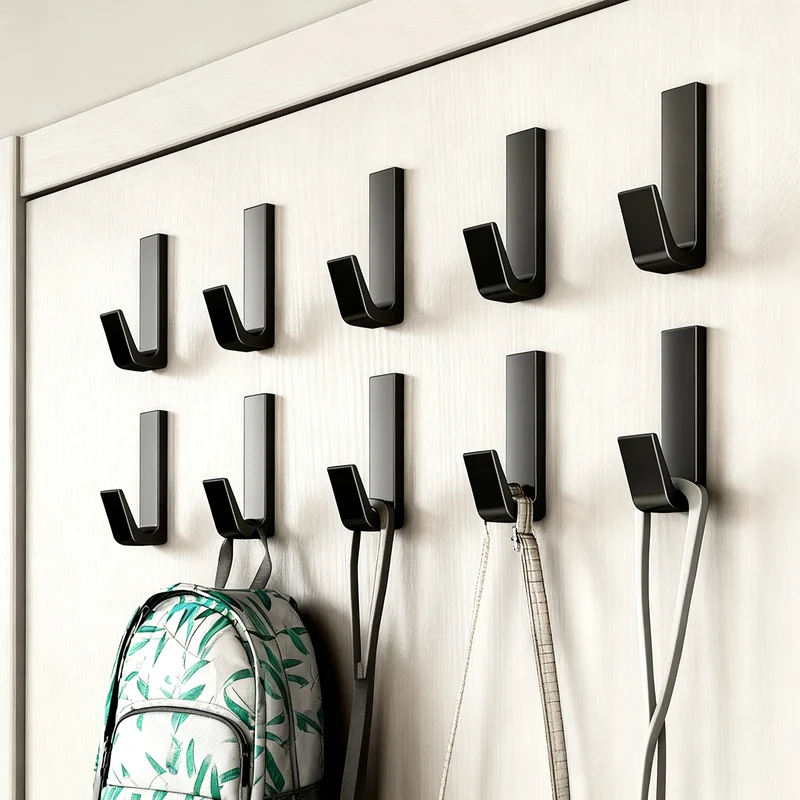 Aluminum wall hooks with adhesive surface