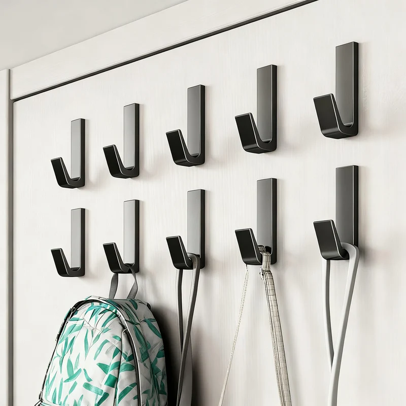 Aluminum wall hooks with adhesive surface