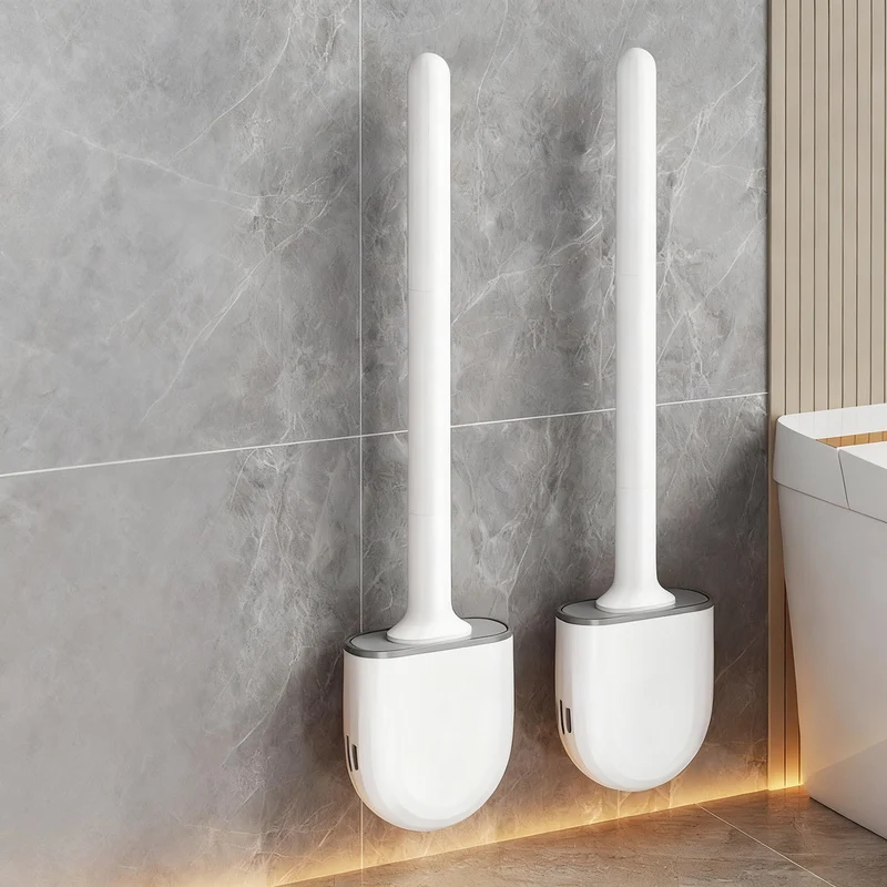 Silicone toilet brush, wall-mounted