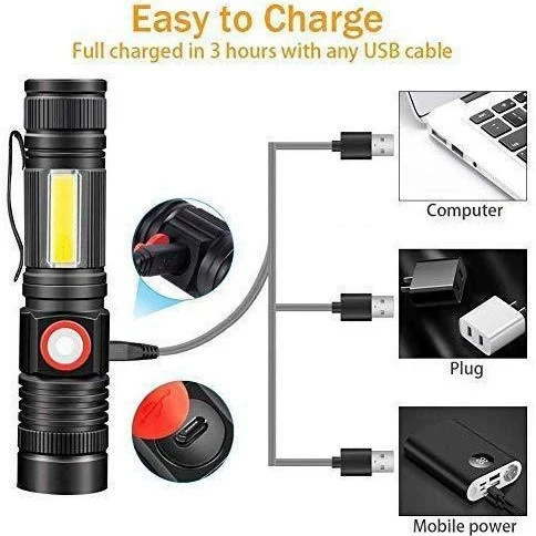 Compact aluminum flashlight with USB charging