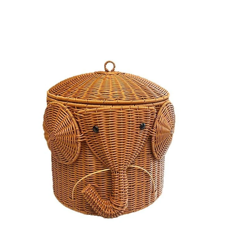 Elephant-Shaped Woven Storage Basket Stornfield