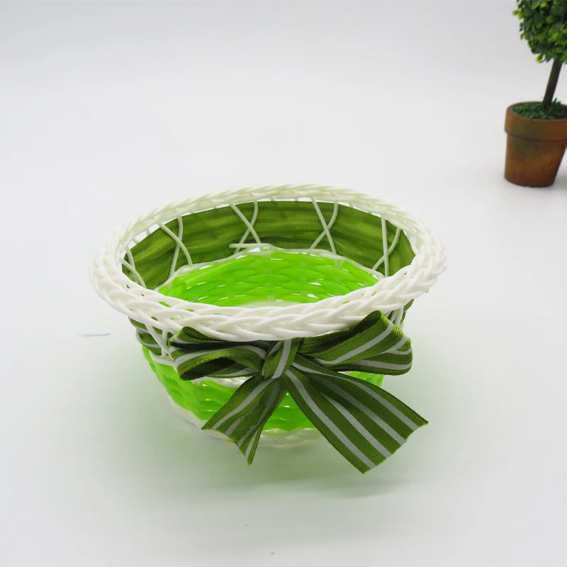 Decorative Ribbon-Trimmed Woven Basket Stornfield