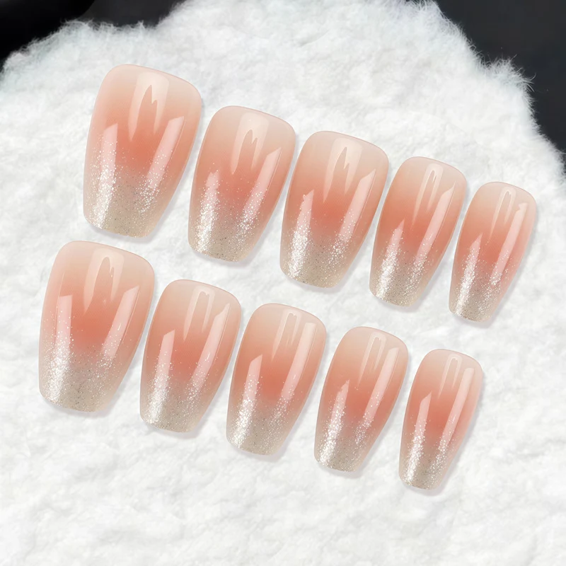 Glossy French Tip Press-On Nails with Glitter Accents Stornfield
