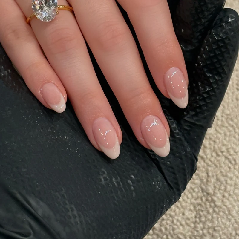 Glossy French Tip Press-On Nails with Elegant Almond Shape Stornfield