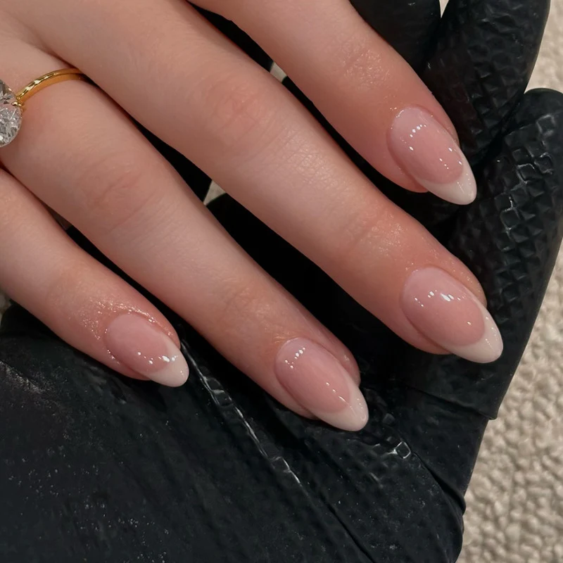 Glossy French Tip Press-On Nails with Elegant Almond Shape Stornfield