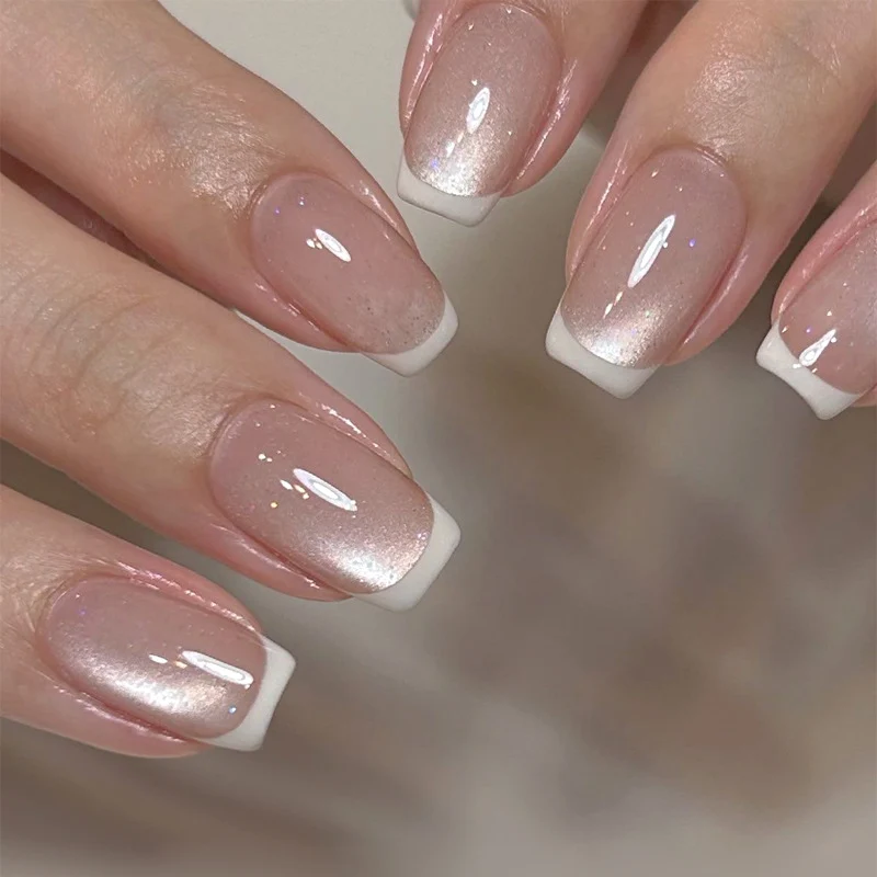 Glossy French Tip Gel Nail Extensions Stornfield