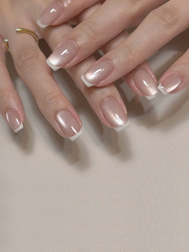 Glossy French Tip Gel Nail Extensions Stornfield
