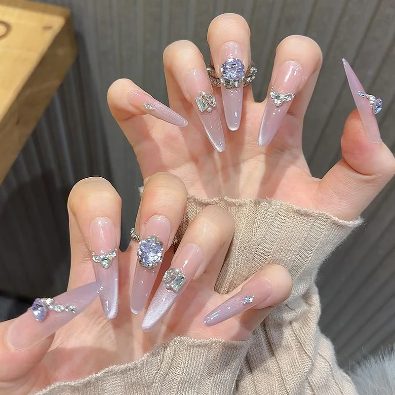 Glamorous Rhinestone-Embellished Stiletto Press-On Nails Stornfield