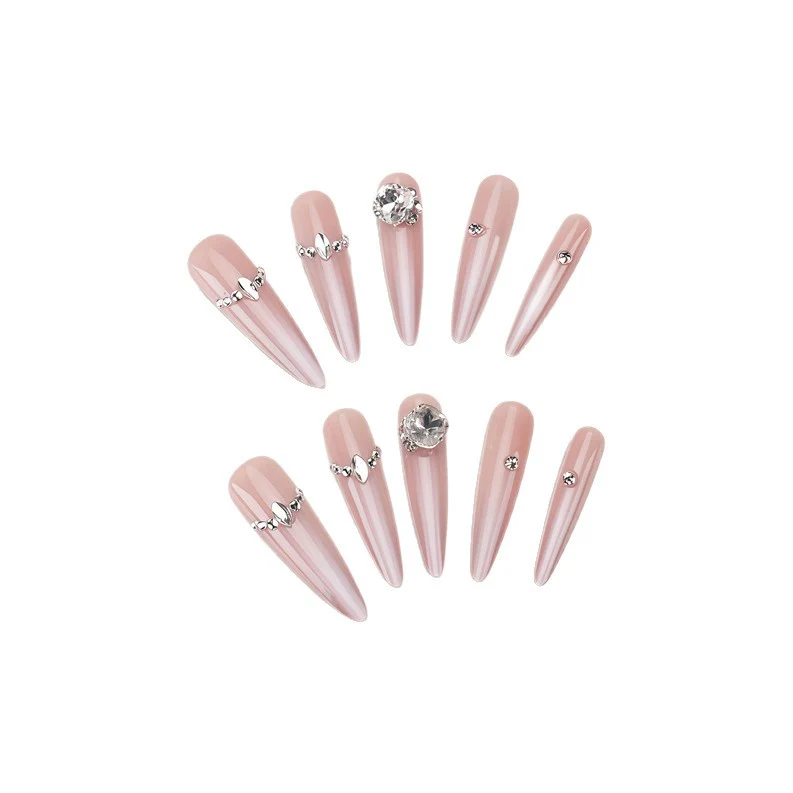 Glamorous Rhinestone-Embellished Stiletto Press-On Nails Stornfield