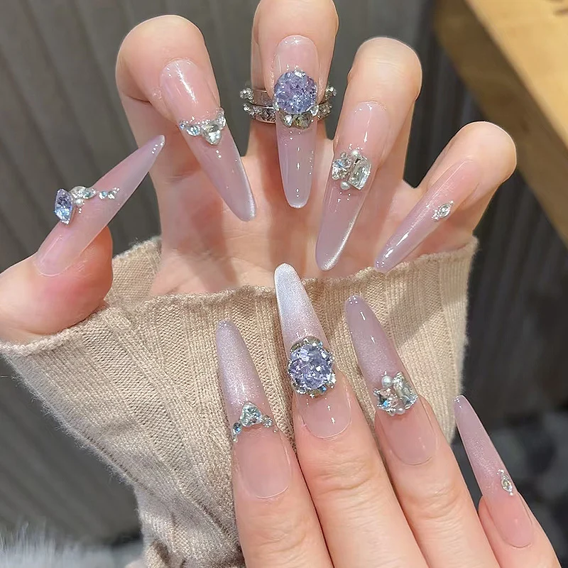 Glamorous Rhinestone-Embellished Stiletto Press-On Nails Stornfield