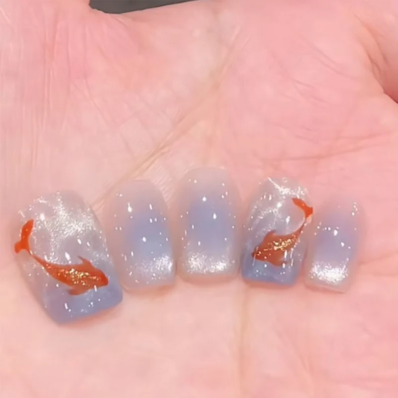Glamorous Press-On Nail Set with Decorative Gemstone Accents Stornfield