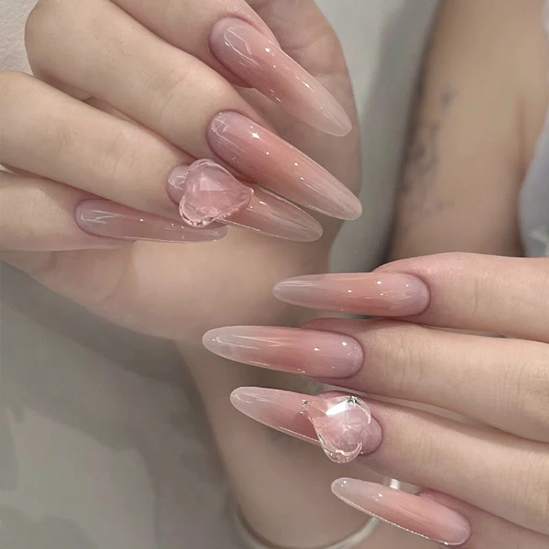 Glamorous Press-On Nail Set with Decorative Gemstone Accents Stornfield