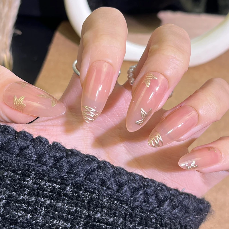 Glamorous Press-On Nail Set with Decorative Gemstone Accents Stornfield