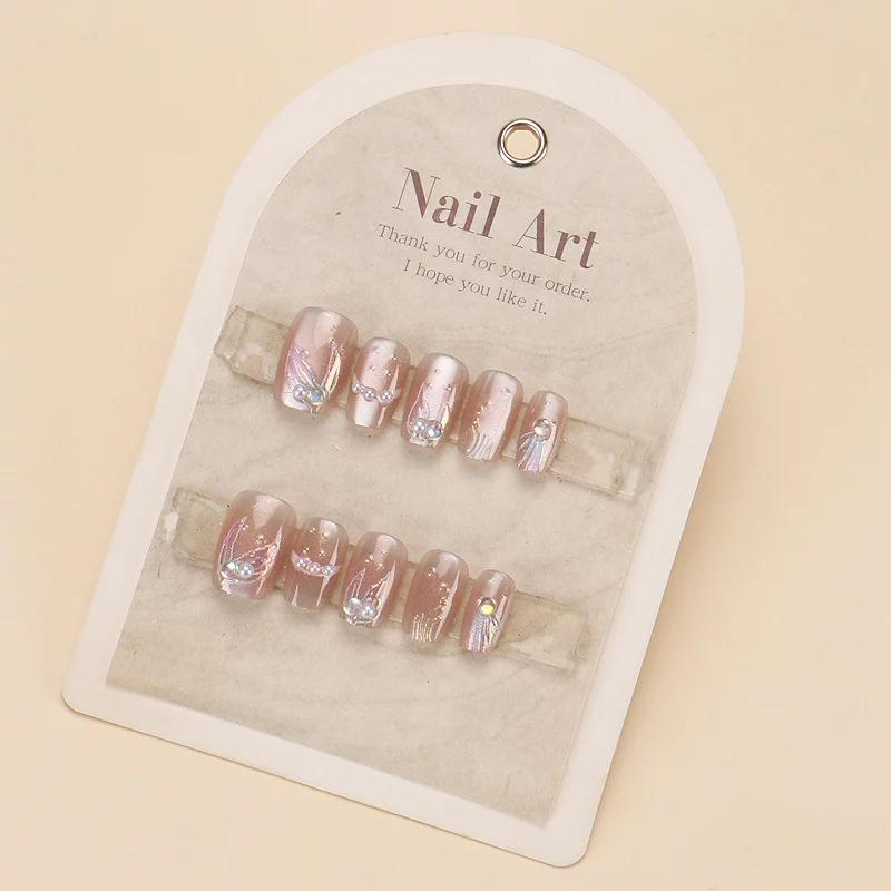 Glamorous Press-On Nail Art Set with Stylish Gemstone Accents Stornfield