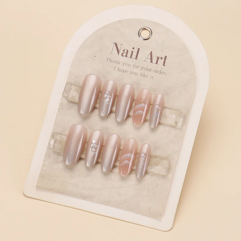 Glamorous Press-On Nail Art Set with Stylish Gemstone Accents Stornfield