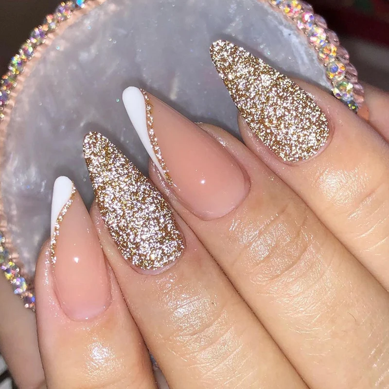 Glamorous Glittery Stiletto Press-On Nails Stornfield