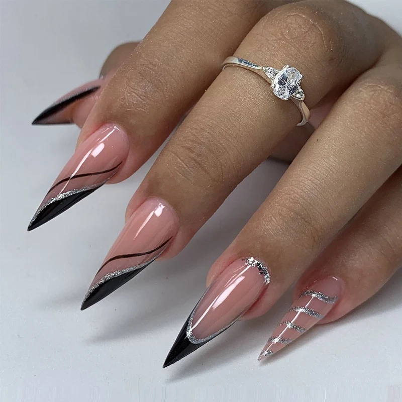 Glamorous Glittery Stiletto Press-On Nails Stornfield