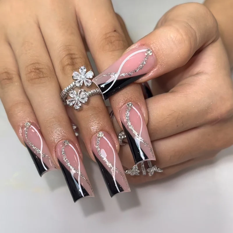 Glamorous Glittery Stiletto Press-On Nails Stornfield