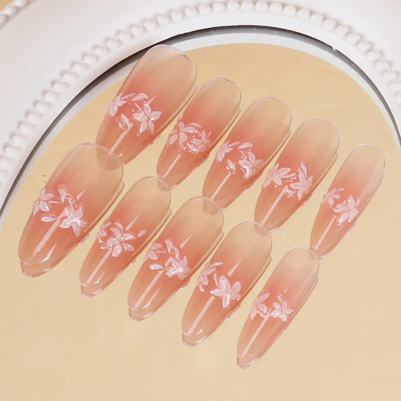 Floral French Tip Press-On Nails Stornfield
