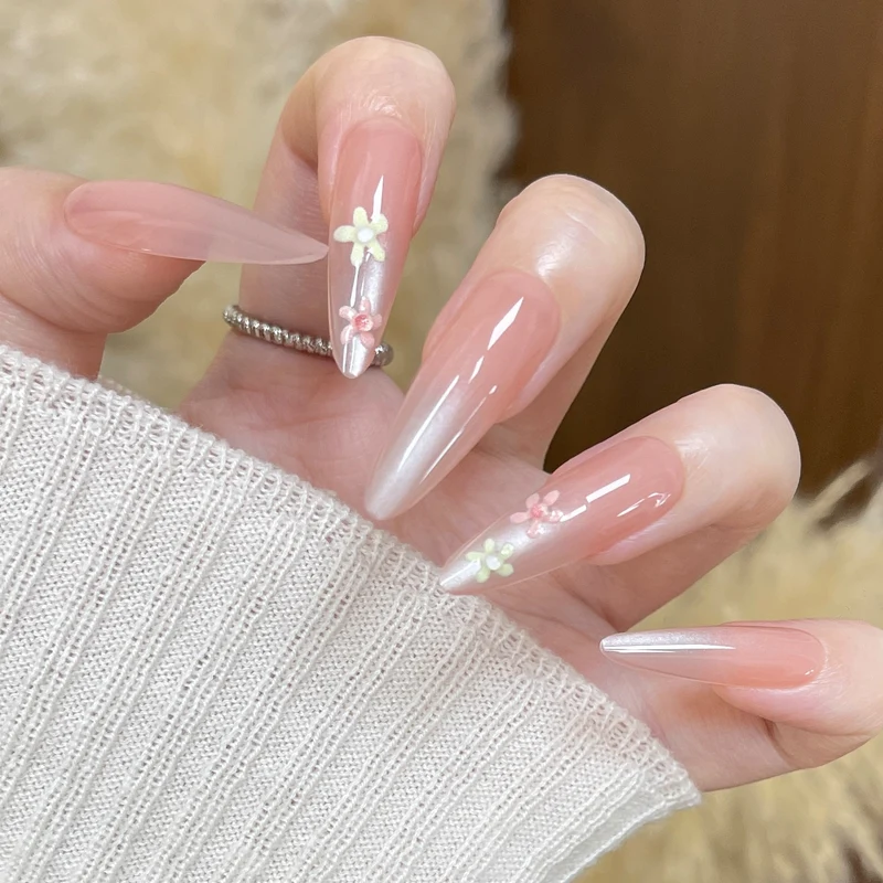Floral-Embellished Stiletto Press-On Nails Stornfield