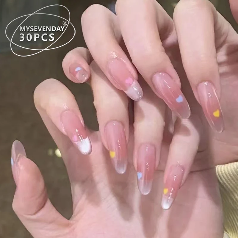Elegant Press-On Nail Set with Heart Accents Stornfield