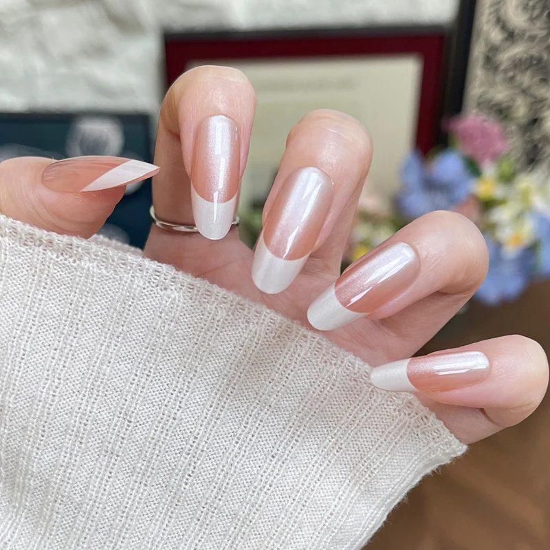 Elegant Press-On Nail Set with Glossy French Tips Stornfield