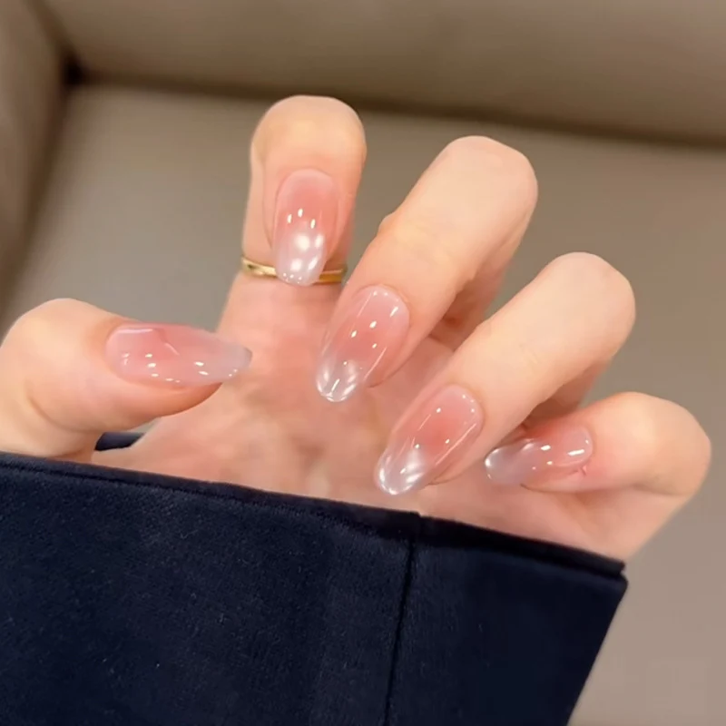 Elegant Press-On Nail Set with Glitter and Gloss Finish Stornfield
