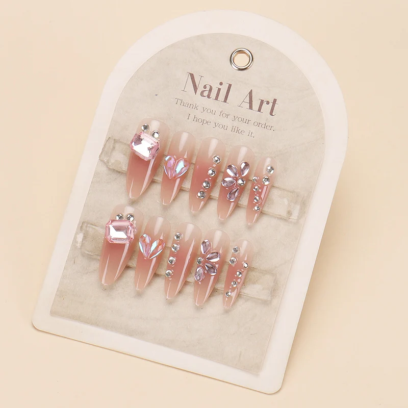 Elegant Press-On Nail Set with Glitter and Gloss Finish Stornfield