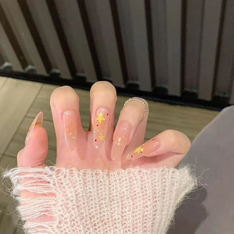 Elegant Press-On Nail Set with Glitter and Gloss Finish Stornfield